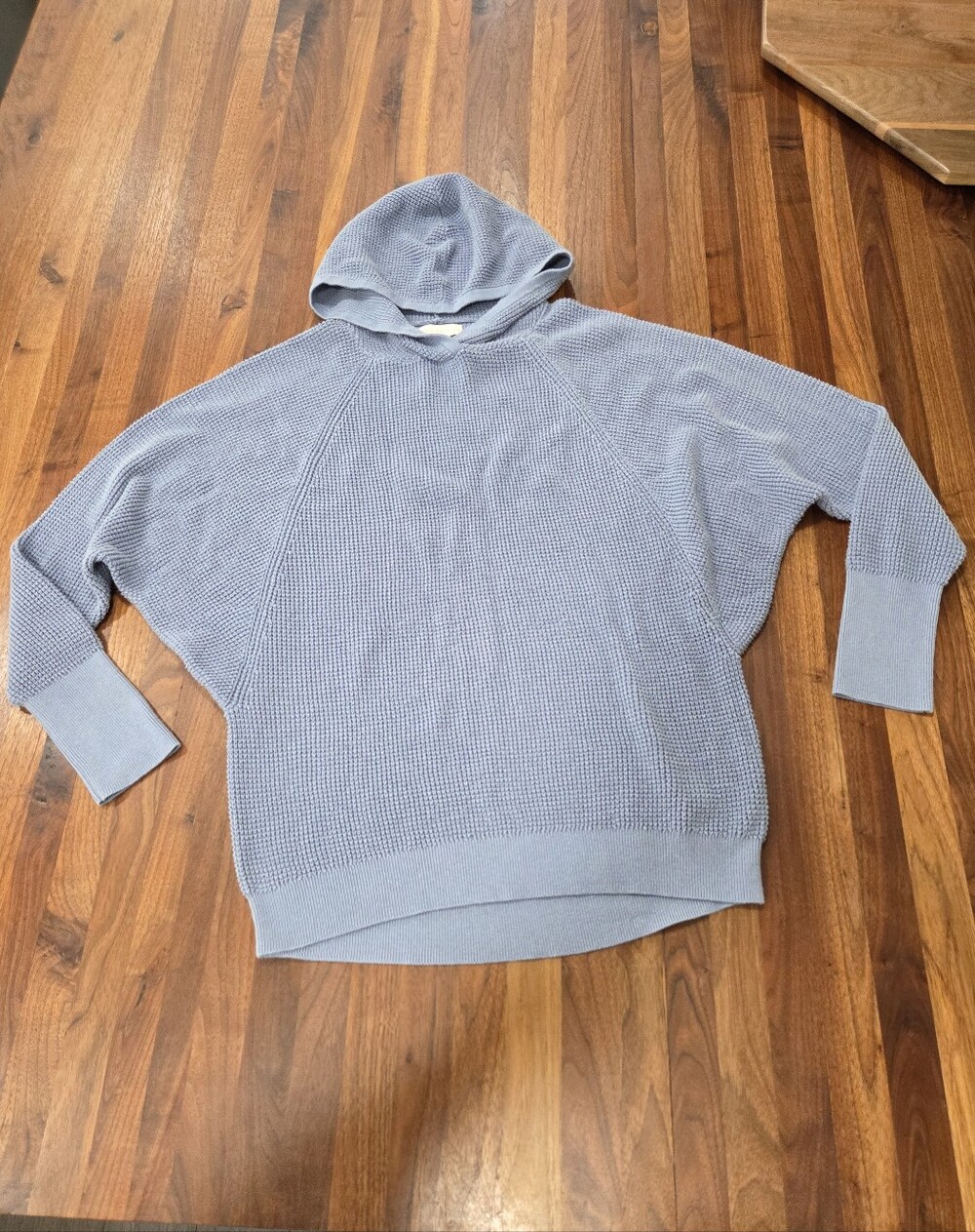 Cynthia Rowley Light Blue Waffle-Knit Hooded Dolman Sleeve Sweater Size XL